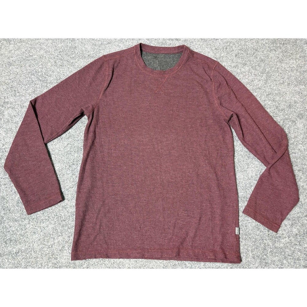 Eddie Bauer Sweater Mens M Red Thermal Waffle Knit Stretch Crew Neck Pullover
